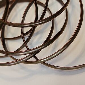 Set of 8 Vintage Attached Thin Copper-Brass Tone Bangle Bracelets.